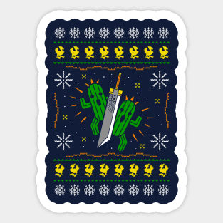 Fantasy Cactuar Ugly Christmas Sweater Sticker